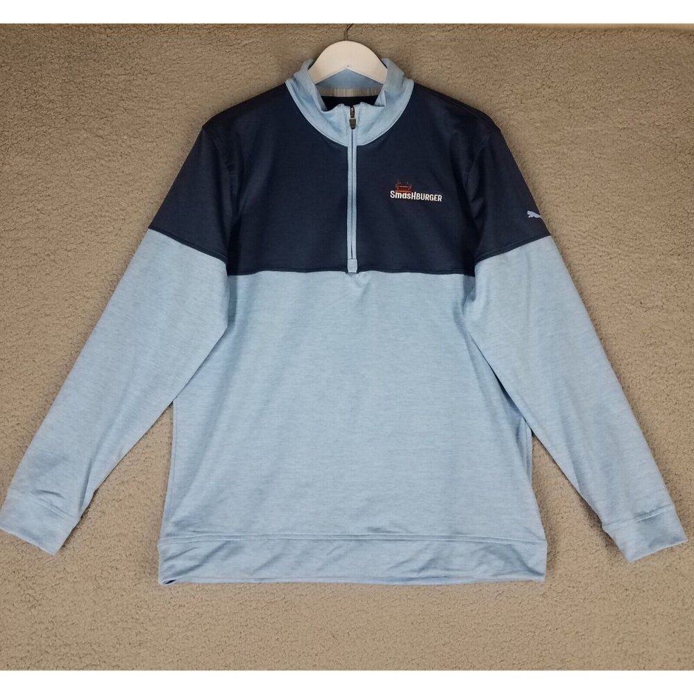 NEW Puma Smash Burger Pullover Sweater Adult Medium Blue 1/4 Zip Employee